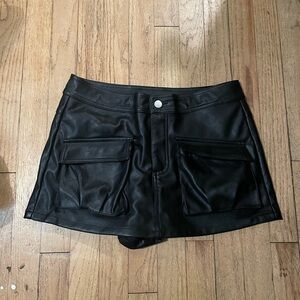 Fashion Nova Black Faux Leather Waistband Skirt